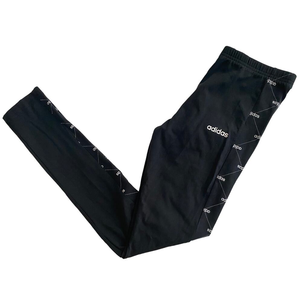 Women’s Adidas Leggings Activewear Track Graphic Pants Size Small Black White